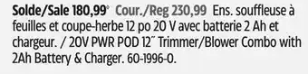Canadian Tire 20V PWR POD 12 Trimmer/Blower Combo with 2Ah Battery & Charger offer