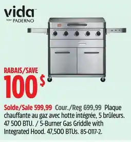 Canadian Tire Vida By Paderno 5-Burner Gas Griddle with Integrated Hood offer