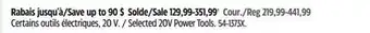 Canadian Tire Selected 20V Power Tools offer
