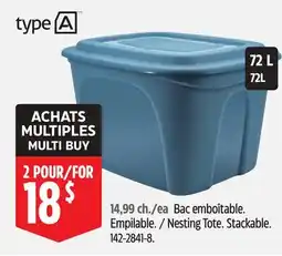Canadian Tire Type A Nesting Tote offer
