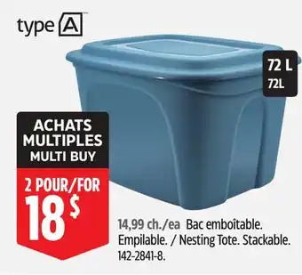 Canadian Tire Type A Nesting Tote offer