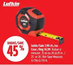 Canadian Tire Lufkin 25' or 26'/8m Tape Measure offer