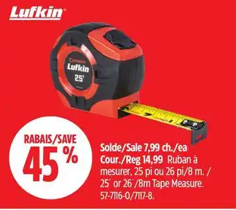 Canadian Tire Lufkin 25' or 26'/8m Tape Measure offer
