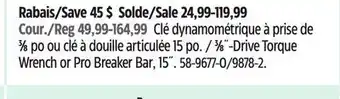 Canadian Tire 3⁄8˝-Drive Torque Wrench or Pro Breaker Bar offer