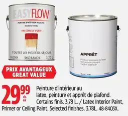 Canadian Tire Easy Flow Latex Interior Paint, Primer or Ceiling Paint offer