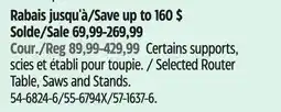 Canadian Tire Mastercraft Selected Router Table, Saws and Stands offer