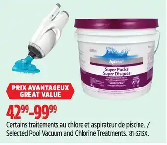 Canadian Tire Aquarius Selected Pool Vacuum and Chlorine Treatments offer