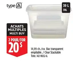 Canadian Tire type A Clear Stackable Tote offer