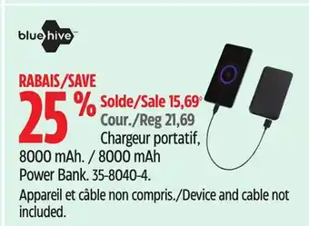 Canadian Tire Bluehive 8000 mAh Power Bank offer