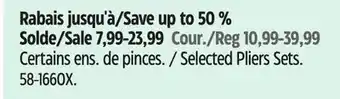 Canadian Tire Mastercraft Selected Pliers Sets offer