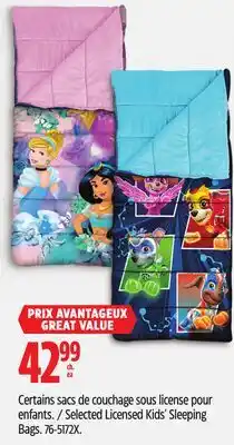Canadian Tire Selected Licensed Kids' Sleeping Bags offer