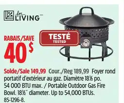 Canadian Tire For Living Portable Outdoor Gas Fire Bowl offer