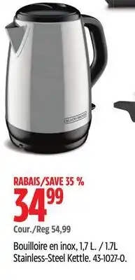 Canadian Tire Black & Decker 1.7L Stainless-Steel Kettle offer