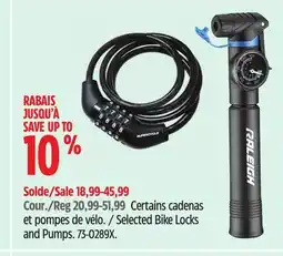 Canadian Tire RALEIGH Selected Bike Locks and Pumps offer