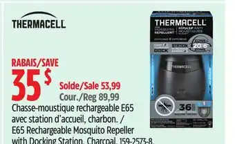 Canadian Tire Thermacell E65 Rechargeable Mosquito Repeller with Docking Station, Charcoal offer