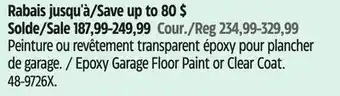 Canadian Tire RUST-OLEUM Epoxy Garage Floor Paint or Clear Coat offer