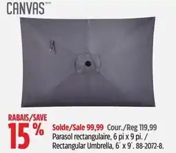 Canadian Tire Rectangular Umbrella, 6' x 9' offer