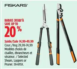 Canadian Tire Fiskars Selected Shears, Loppers or Pruner offer
