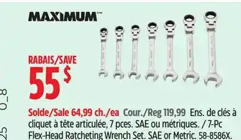 Canadian Tire MAXIMUM 7-Pc Flex-Head Ratcheting Wrench Set offer