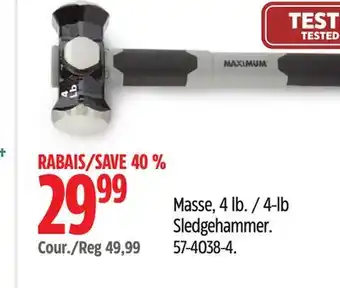 Canadian Tire MAXIMUM 4-lb Sledgehammer offer