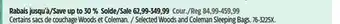 Canadian Tire Selected Woods and Coleman Sleeping Bags offer
