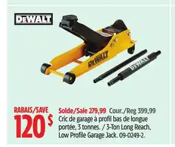 Canadian Tire Dewalt 3-Ton Long Reach, Low Profile Garage Jack offer