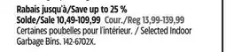 Canadian Tire Selected Indoor Garbage Bins offer