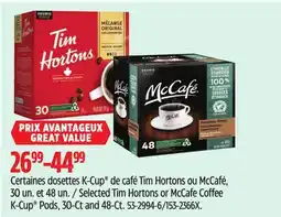 Canadian Tire Selected Tim Hortons or McCafe Coffee K-Cup Pods offer