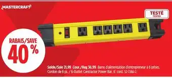 Canadian Tire Mastercraft 6-Outlet Contractor Power Bar offer
