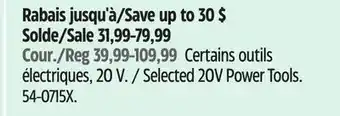 Canadian Tire DEWALT Selected 20V Power Tools offer