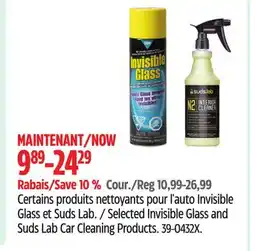 Canadian Tire Selected Invisible Glass and Suds Lab Car Cleaning Products offer