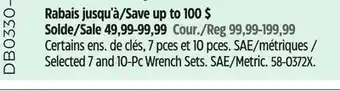 Canadian Tire Maximum Selected 7 and 10-Pc Wrench Sets offer