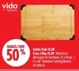 Canadian Tire Vida by Paderno 12 x 18˝ Bamboo Cutting Board offer
