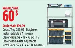 Canadian Tire CleverMade 4-Tier Adjustable Metal Rack offer