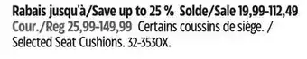 Canadian Tire Autotrends Selected Seat Cushions offer