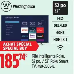 Canadian Tire Westinghouse 32˝ Roku Smart TV offer