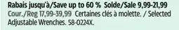 Canadian Tire Maximum Selected Adjustable Wrenches offer