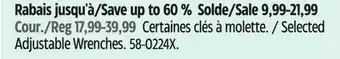 Canadian Tire Maximum Selected Adjustable Wrenches offer