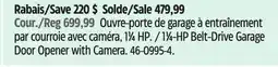 Canadian Tire Chamberlain 11⁄4-HP Belt-Drive Garage Door Opener with Camera offer