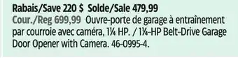 Canadian Tire Chamberlain 11⁄4-HP Belt-Drive Garage Door Opener with Camera offer