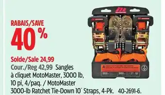 Canadian Tire MotoMaster 3000-lb Ratchet Tie-Down 10´ Straps, 4-Pk offer