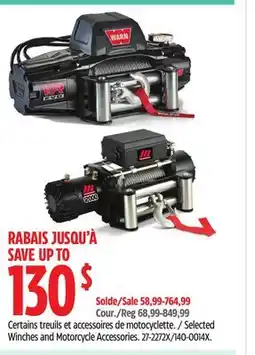 Canadian Tire Selected Winches and Motorcycle Accessories offer