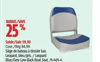 Canadian Tire Leopard Blue/Grey Low-Back Boat Seat offer