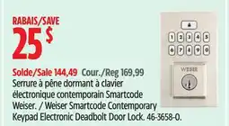 Canadian Tire Weiser Smartcode Contemporary Keypad Electronic Deadbolt Door Lock offer