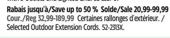 Canadian Tire Mastercraft Selected Outdoor Extension Cords offer