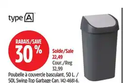Canadian Tire Type A 50L Swing-Top Garbage Can offer