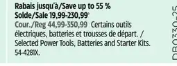 Canadian Tire Mastercraft Selected Power Tools, Batteries and Starter Kits offer