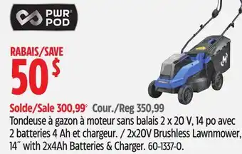 Canadian Tire PWR POD 2X20V Brushless Lawnmower offer