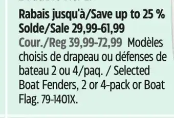 Canadian Tire elected Boat Fenders, 2 or 4-pack or Boat Flag offer