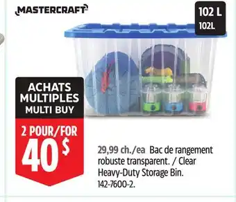 Canadian Tire Mastercraft Clear Heavy-Duty Storage Bin offer